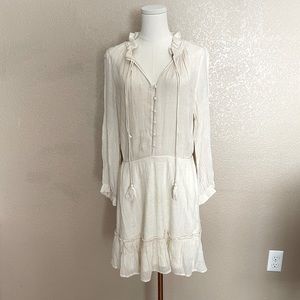 Entro Boutique Cream sheer midi dress/swim cover with tassels size L